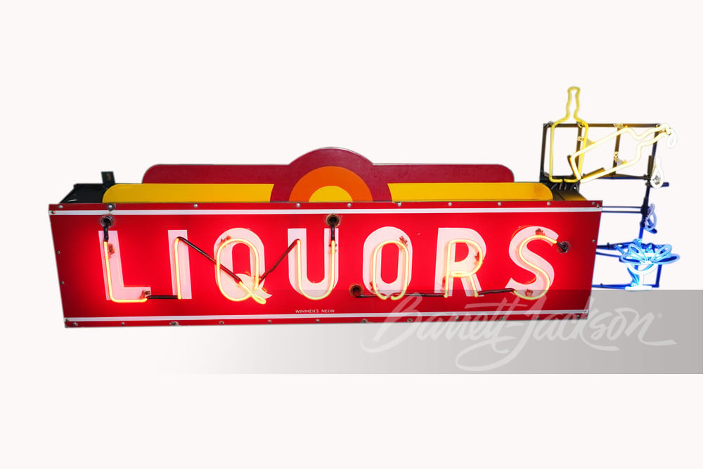 CIRCA 1940S LIQUORS NEON PORCELAIN SIGN