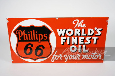 1940S-50S PHILLIPS 66 WORLDS FINEST MOTOR OIL PORCELAIN SIGN