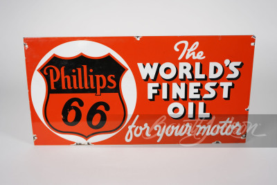 1940S-50S PHILLIPS 66 WORLDS FINEST MOTOR OIL PORCELAIN SIGN - 2