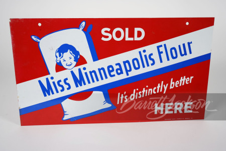 1940S MISS MINNEAPOLIS FLOUR TIN SIGN