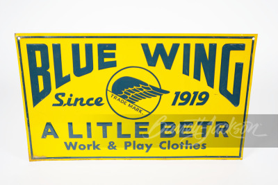 NOS 1940S BLUE WING WORK CLOTHES SIGN