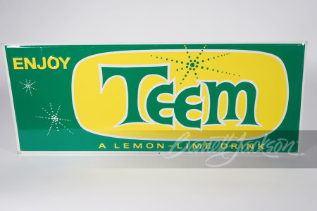 EARLY 1960S ENJOY TEEM LEMON LIME DRINK SODA TIN SIGN