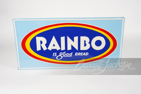 NOS 1950S "RAINBO IS GOOD BREAD" TIN SIGN