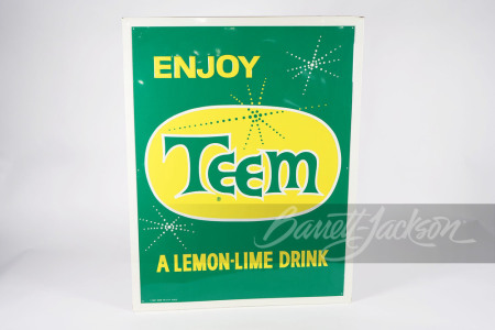 LATE 1950S-EARLY-60S "ENJOY TEEM SODA - A LEMON-LIME DRINK" TIN SIGN