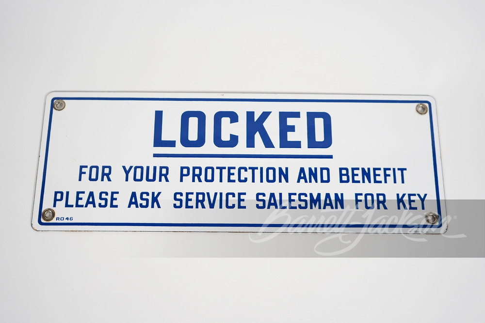 1946 STANDARD OIL "LOCKED FOR YOUR PROTECTION" PORCELAIN SIGN