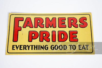 NOS 1930S FARMERS PRIDE "EVERYTHING GOOD TO EAT" TIN SIGN