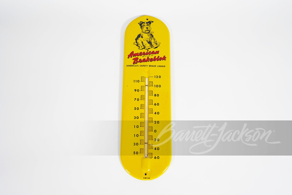 1957 AMERICAN BRAKEBLOK TIN THERMOMETER