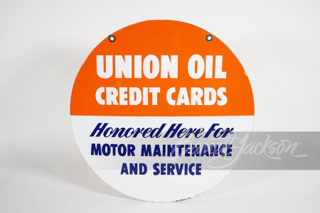 1950S UNION OIL CREDIT CARDS PORCELAIN SIGN