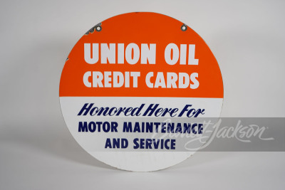 1950S UNION OIL CREDIT CARDS PORCELAIN SIGN - 2