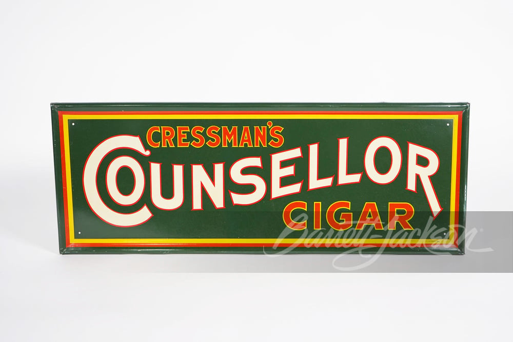 1920S CROSSMAN'S COUNSELOR CIGAR TIN SIGN