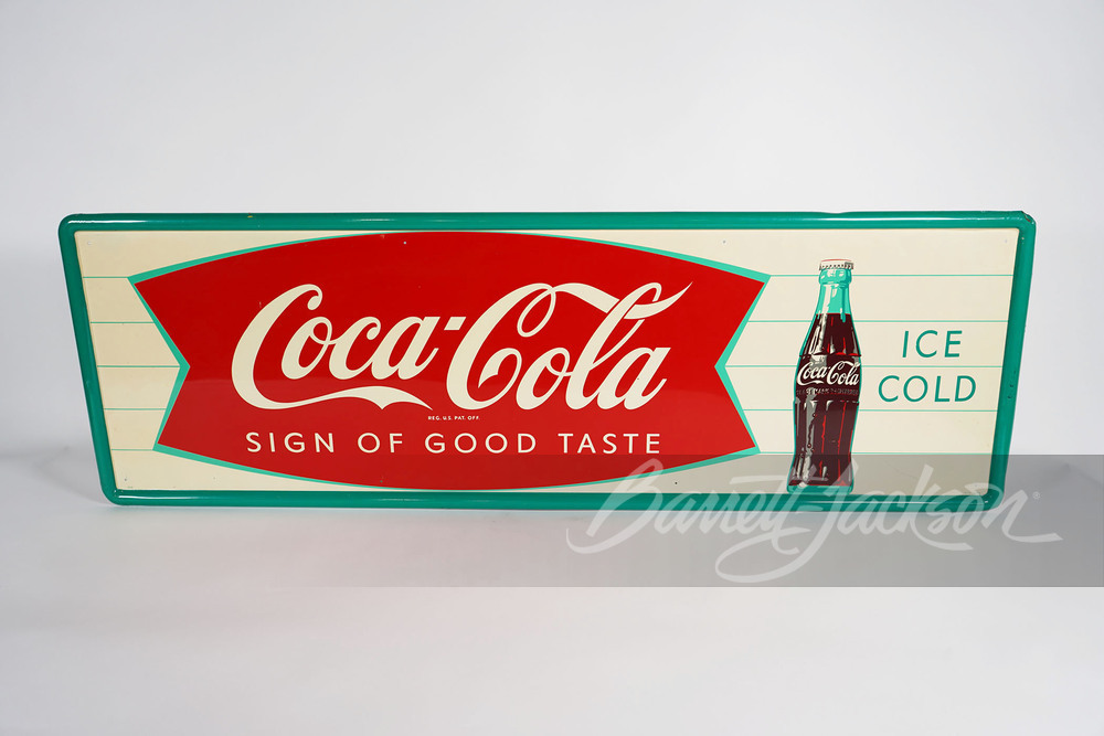 Lot 62783 Late 1950s Drink Coca Cola Sign Of Good Taste Tin Sign Barrett Jackson 