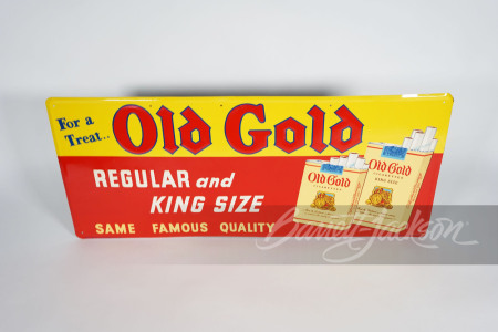 1950S OLD GOLD CIGARETTES SINGLE-SIDED EMBOSSED TIN SIGN