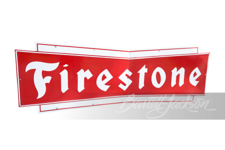 1972 FIRESTONE TIRES TWO-PIECE SINGLE-SIDED PORCELAIN SIGN