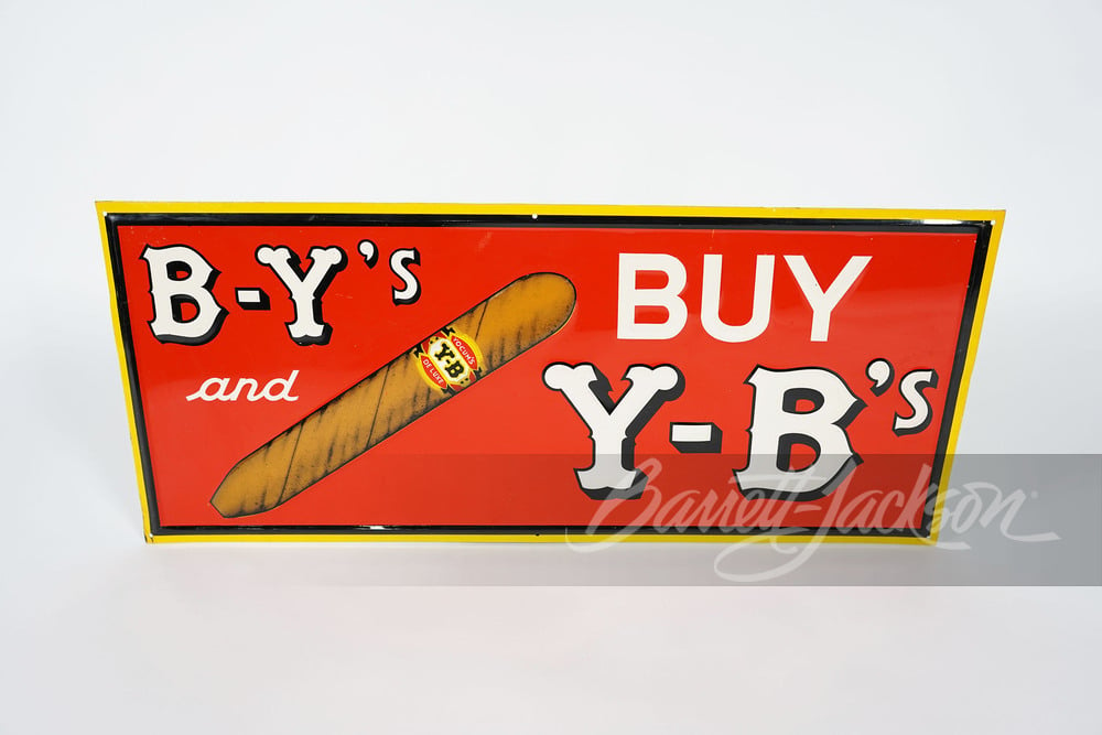 NOS 1930S B-Y'S BUY Y-B'S CIGARS TIN SIGN