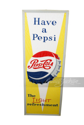 NOS 1959 PEPSI-COLA SINGLE-SIDED SELF-FRAMED TIN SIGN