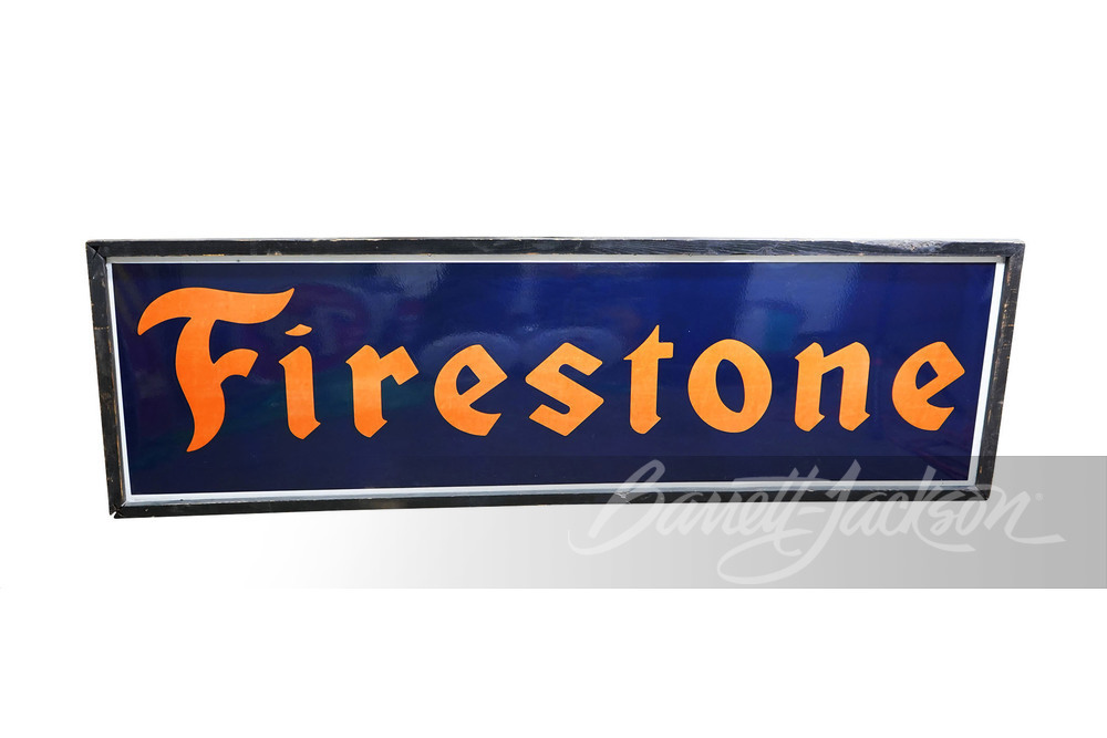 NOS 1930S FIRESTONE TIRES SINGLE-SIDED PORCELAIN SIGN.