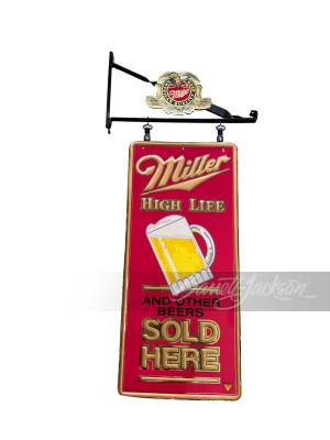 NOS MILLER HIGH LIFE BEER DOUBLE-SIDED TIN SIGN