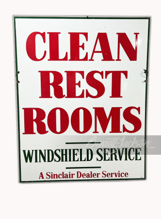 1940S-50S SINCLAIR CLEAN REST ROOMS - WINDSHIELD SERVICE PORCELAIN SIGN