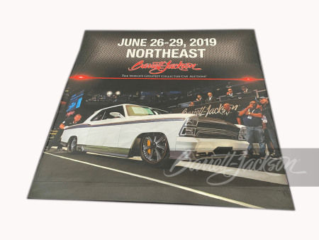 AUTHENTIC 2019 BARRETT-JACKSON NORTH EAST COLLECTOR CAR AUCTION EVENT STAGE PROMOTIONAL BANNER.
