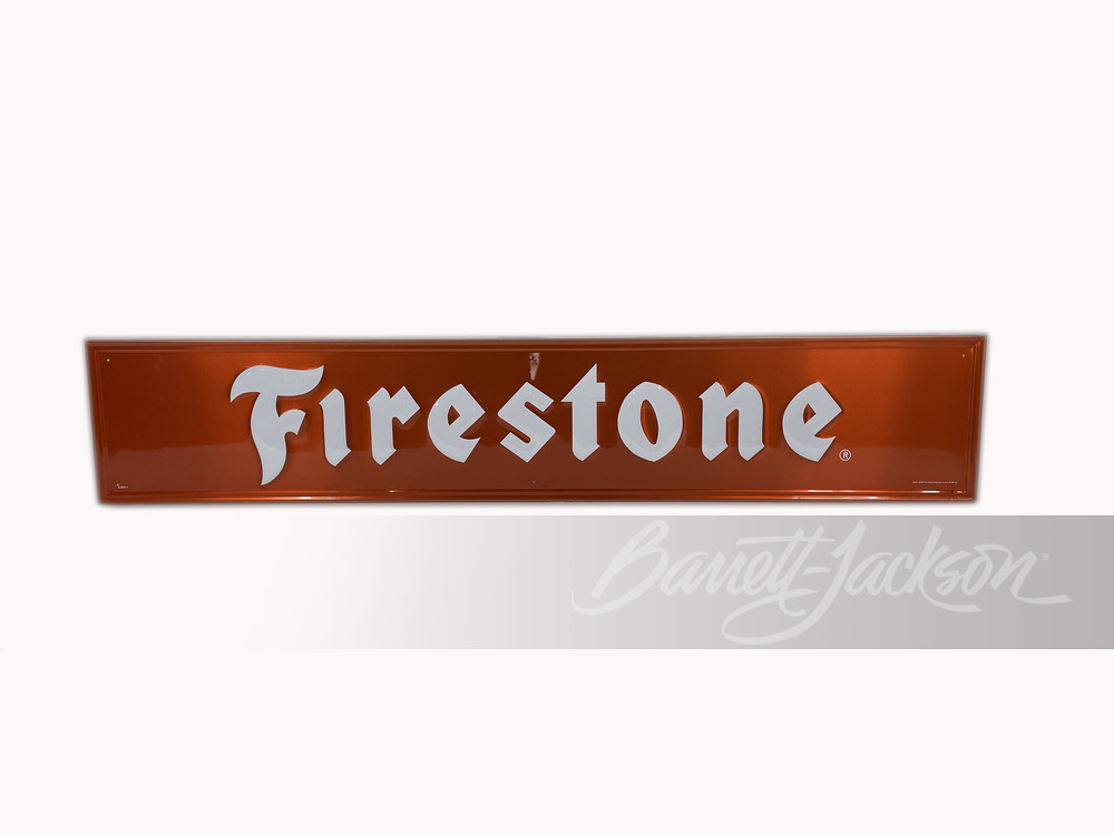 FIRESTONE TIRES EMBOSSED TIN SIGN