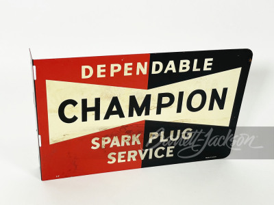 1950S CHAMPION DEPENDABLE SPARK PLUGS TIN FLANGE SIGN - 2