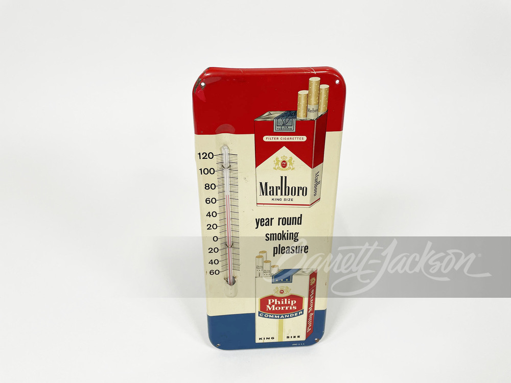 LATE 1950S-EARLY '60S MARLBORO - PHILIP MORRIS TIN THERMOMETER