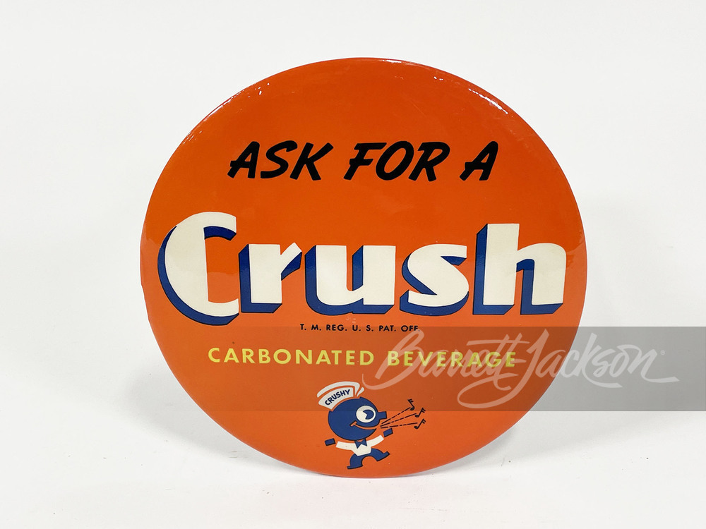 CIRCA 1940S ORANGE CRUSH SODA CELLULOID SIGN