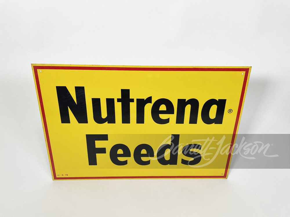 CIRCA LATE 1950S-EARLY '60S NUTRENA FEEDS EMBOSSED TIN SIGN