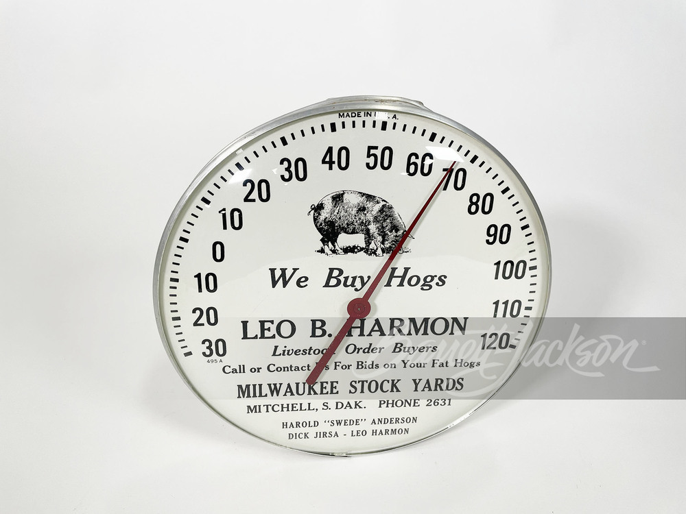 CIRCA 1950S LIVESTOCK ORDER BUYERS GLASS-FACED DIAL THERMOMETER