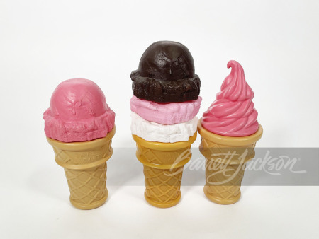 LOT OF THREE 1960S SAFE-T CUP THREE-DIMENSIONAL ICE CREAM CONES