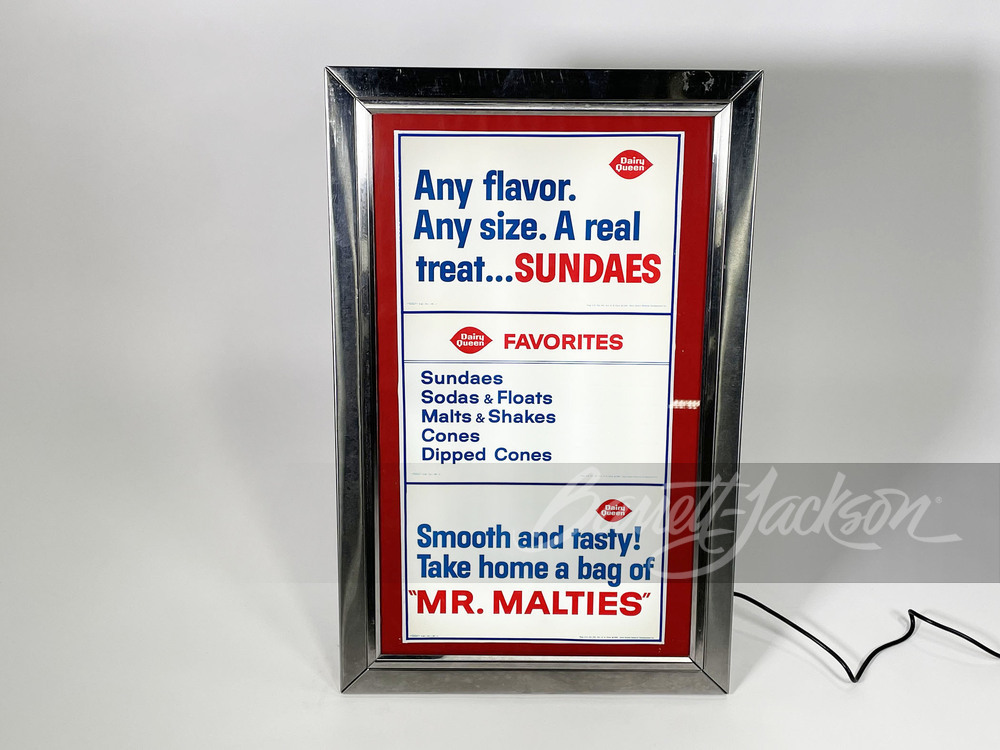 1965 DAIRY QUEEN LIGHTED MENU BOARD