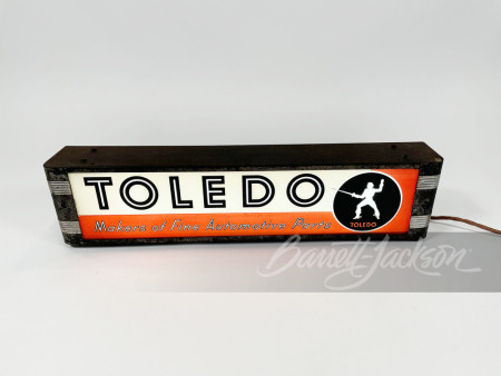 1940S TOLEDO GLASS-FACED LIGHTED COUNTERTOP SIGN