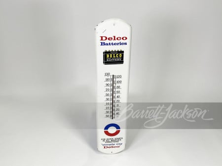 1960s GM DELCO BATTERIES TIN THERMOMETER