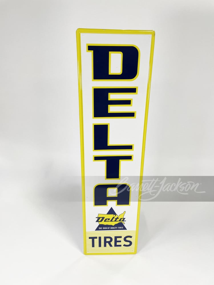 LATE 1950S-EARLY '60S DELTA TIRES TIN SIGN