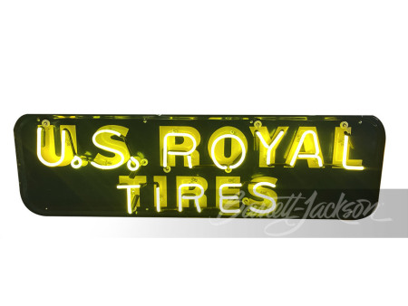 1954 U.S. ROYAL TIRES TIN SIGN WITH NEON