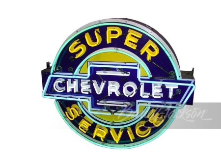 CUSTOM-MADE CHEVROLET SUPER SERVICE NEON PORCELAIN SIGN