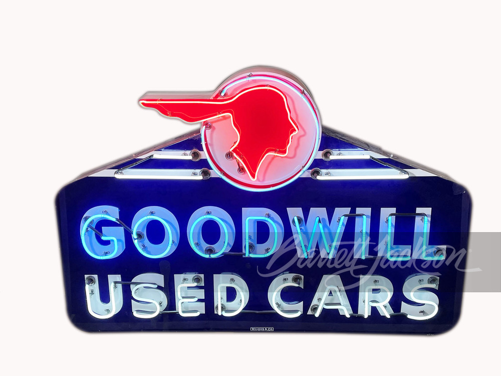 LATE 1940s-EARLY '50s PONTIAC GOODWILL USED CARS NEON SIGN