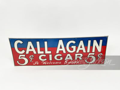 1930S CALL AGAIN CIGARS TIN SIGN