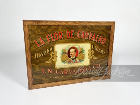 TURN-OF-THE-CENTURY LA FLOR DE CARVALHO HAVANA CIGARS TIN SIGN