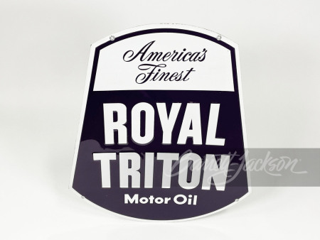 NOS LATE 1950S-EARLY '60S UNION 76 ROYAL TRITON MOTOR OIL EMBOSSED SIGN