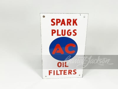 1950s AC SPARK PLUGS — OIL FILTERS PORCELAIN SIGN