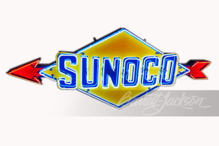 1950s SUNOCO OIL PORCELAIN SIGN WITH ANIMATED NEON