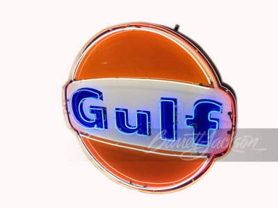 1967 GULF OIL PORCELAIN WITH ANIMATED NEON SIGN