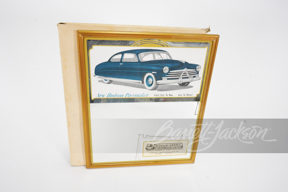 1950 NEW HUDSON PACEMAKER WOOD-FRAMED MIRROR