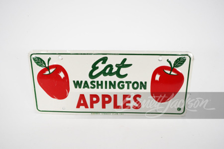 1940S-50S "EAT WASHINGTON APPLES" TIN LICENSE PLATE SIGN