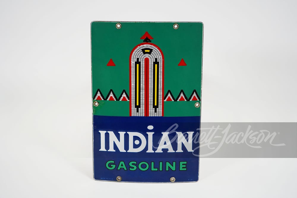 1941 INDIAN GASOLINE PORCELAIN PUMP PLATE