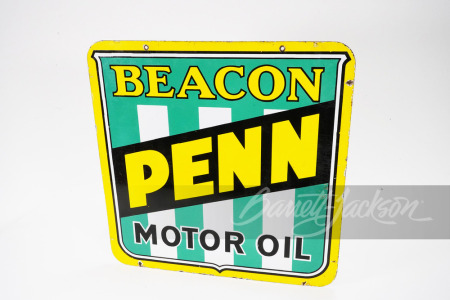 CIRCA 1930S BEACON PENN MOTOR OIL PORCELAIN SIGN