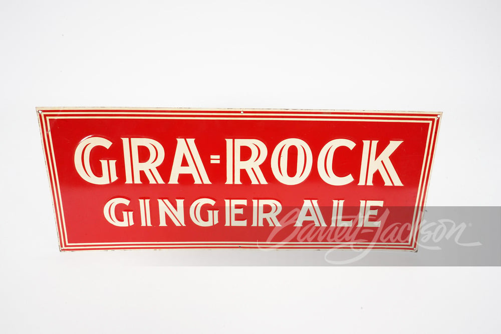 CIRCA 1940S GRA-ROCK GINGER ALE EMBOSSED TIN SIGN