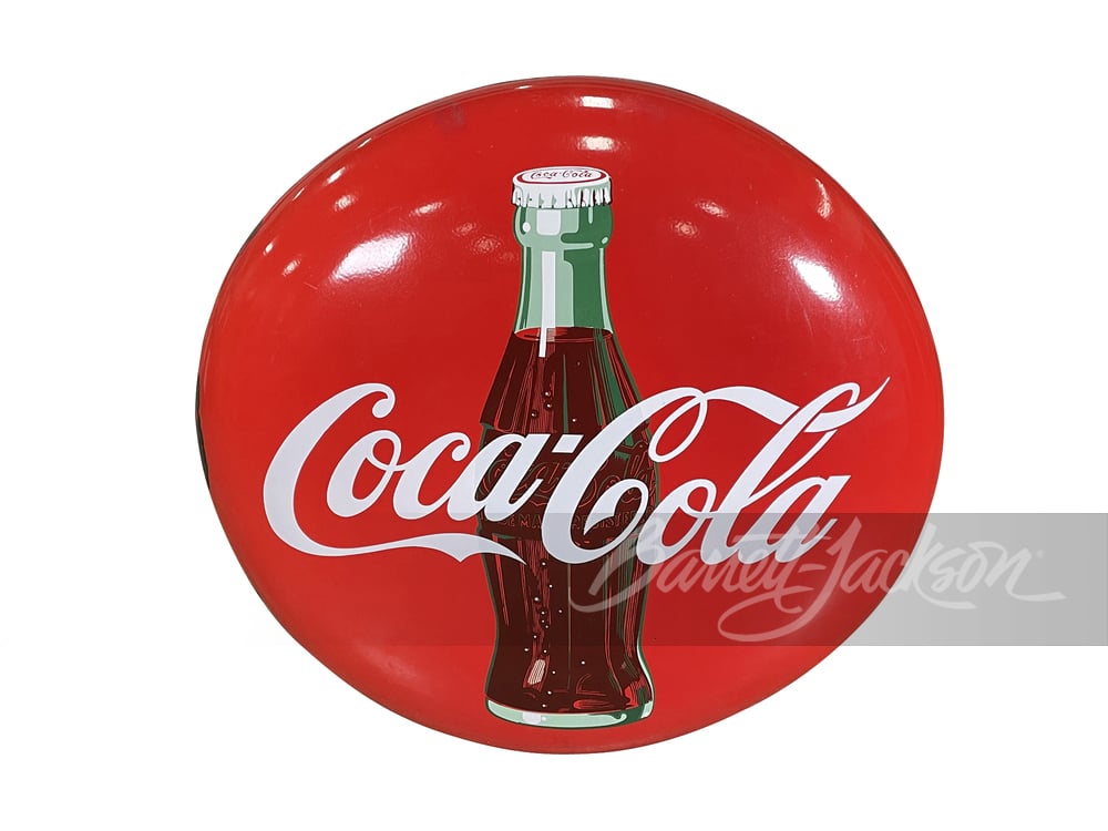 1950S COCA-COLA PORCELAIN BUTTON SIGN