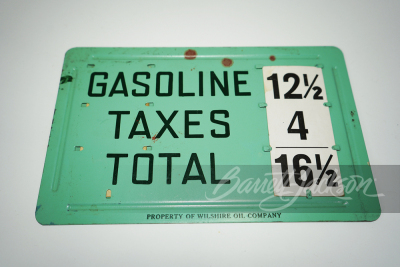 1920S WILSHIRE OIL COMPANY TIN GAS PRICE SIGN - 2